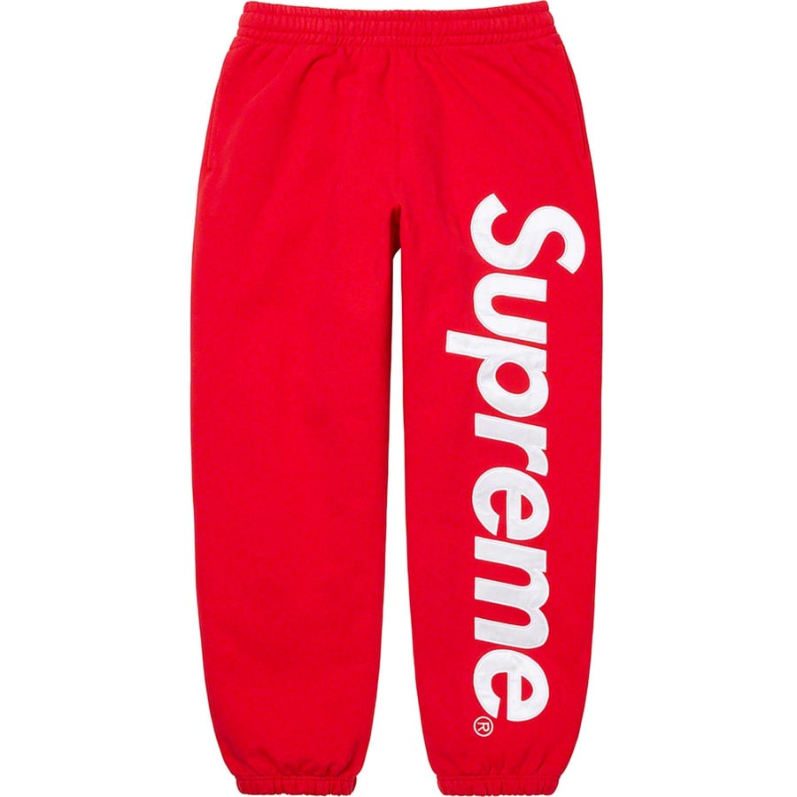 Details on Satin Appliqué Sweatpant Red from fall winter
                                                    2022 (Price is $148)