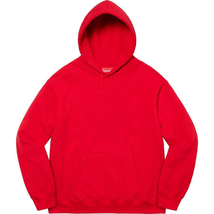 Details on Satin Appliqué Hooded Sweatshirt Red from fall winter
                                                    2022 (Price is $158)