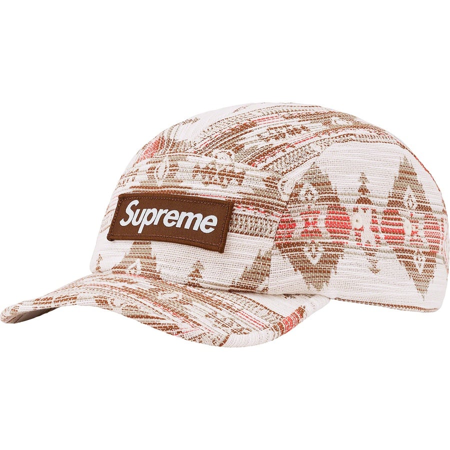 Details on Woven Pattern Camp Cap Tan from fall winter
                                                    2022 (Price is $54)