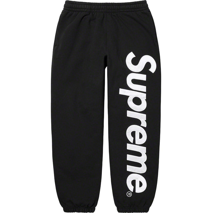 Details on Satin Appliqué Sweatpant Black from fall winter
                                                    2022 (Price is $148)