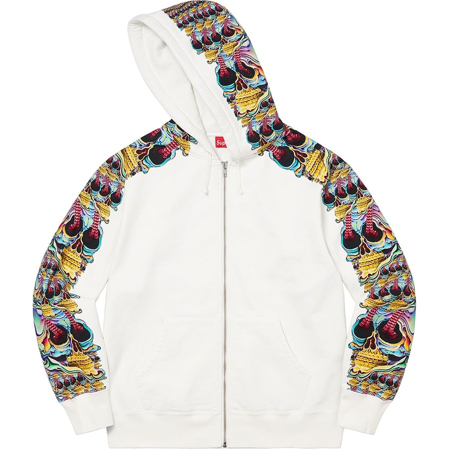 Details on Skulls Zip Up Hooded Sweatshirt White from fall winter
                                                    2022 (Price is $188)