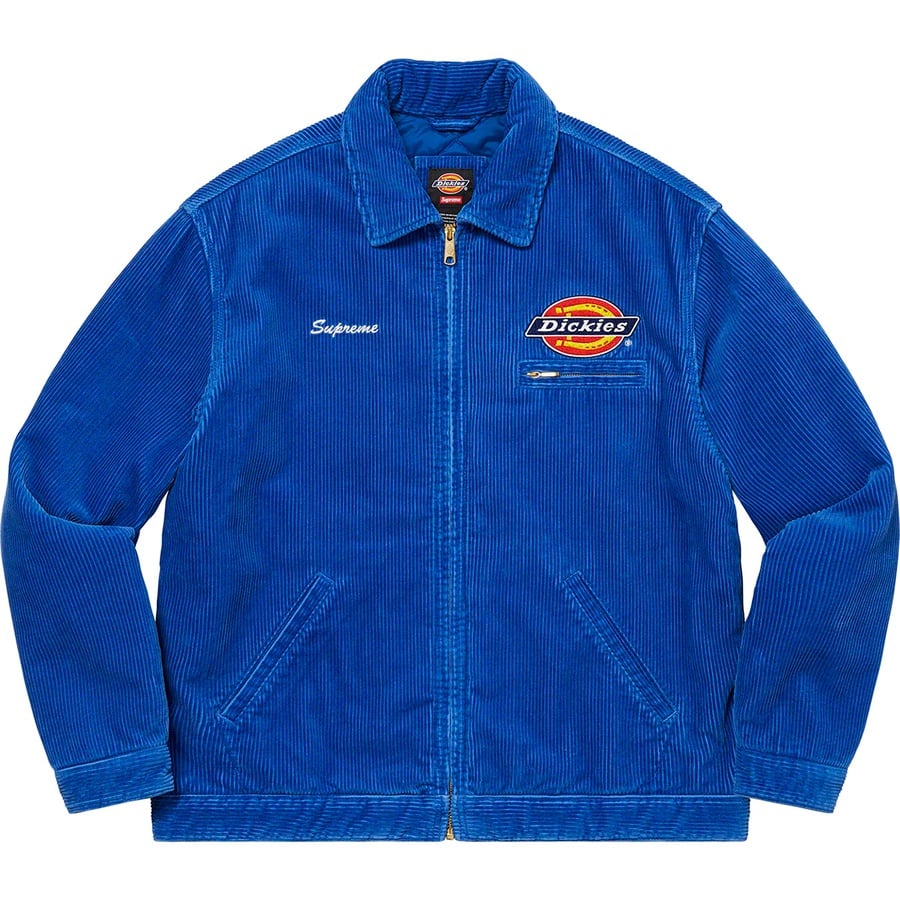 Details on Supreme Dickies Corduroy Work Jacket Royal from fall winter
                                                    2022 (Price is $168)