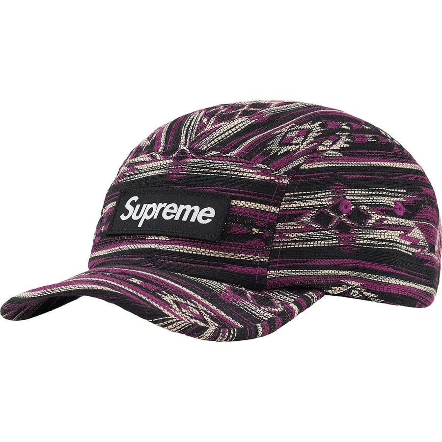 Details on Woven Pattern Camp Cap Purple from fall winter 2022 (Price is $54)