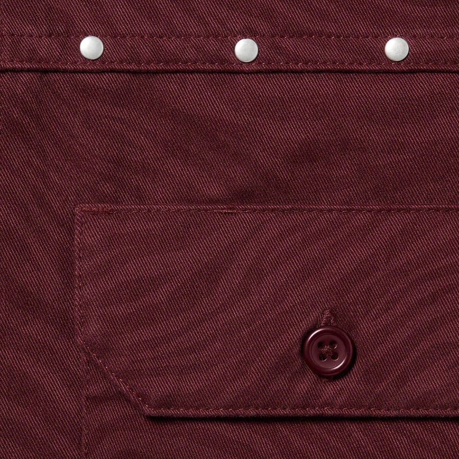 Details on Studded Work Shirt Burgundy from fall winter
                                                    2022 (Price is $138)