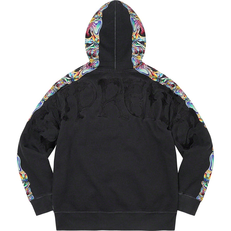 Details on Skulls Zip Up Hooded Sweatshirt Black from fall winter 2022 (Price is $188)
