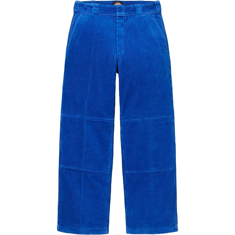 Details on Supreme Dickies Double Knee Corduroy Work Pant Royal from fall winter
                                                    2022 (Price is $138)