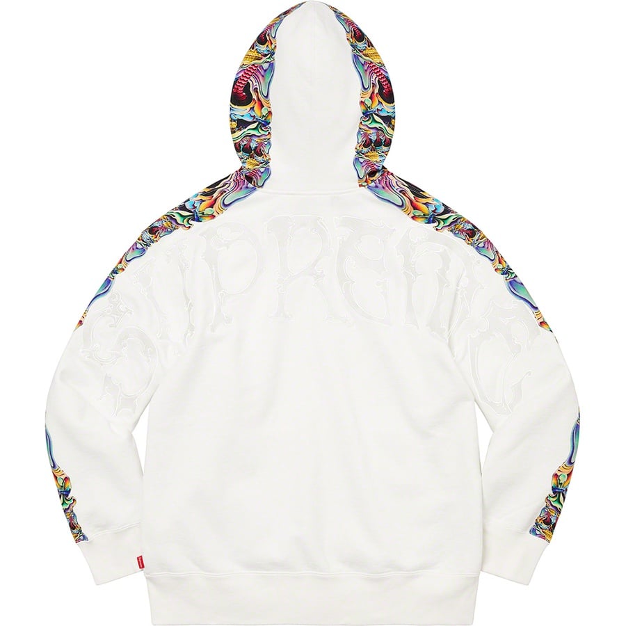 Details on Skulls Zip Up Hooded Sweatshirt White from fall winter 2022 (Price is $188)