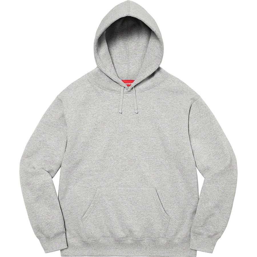 Details on Satin Appliqué Hooded Sweatshirt Heather Grey from fall winter
                                                    2022 (Price is $158)