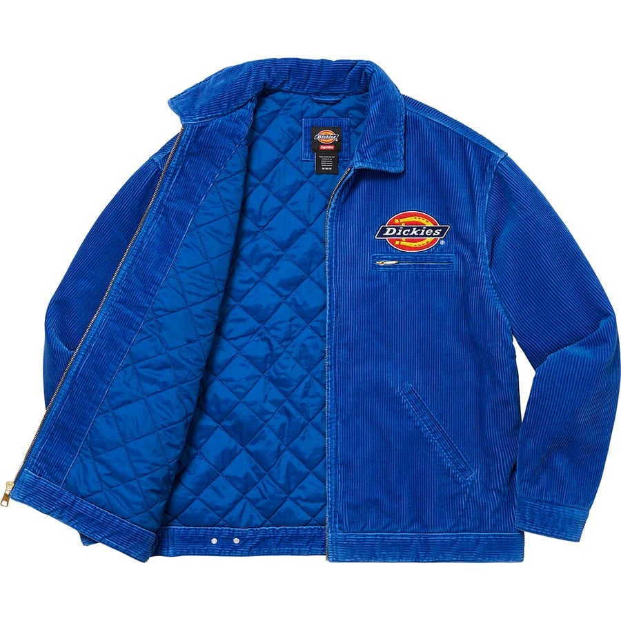 Details on Supreme Dickies Corduroy Work Jacket Royal from fall winter
                                                    2022 (Price is $168)