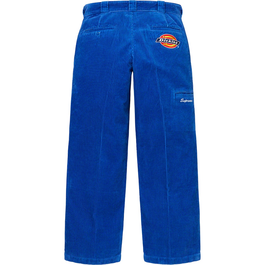 Details on Supreme Dickies Double Knee Corduroy Work Pant Royal from fall winter
                                                    2022 (Price is $138)