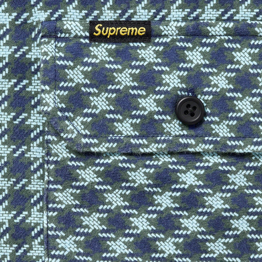 Details on Houndstooth Flannel Hooded Shirt Light Navy from fall winter
                                                    2022 (Price is $148)