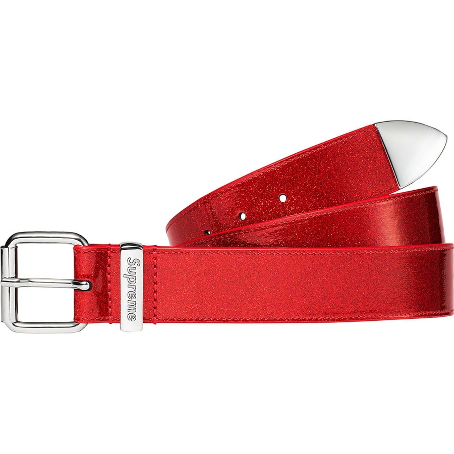 Details on Glitter Vinyl Ranger Belt Red from fall winter
                                                    2022 (Price is $128)