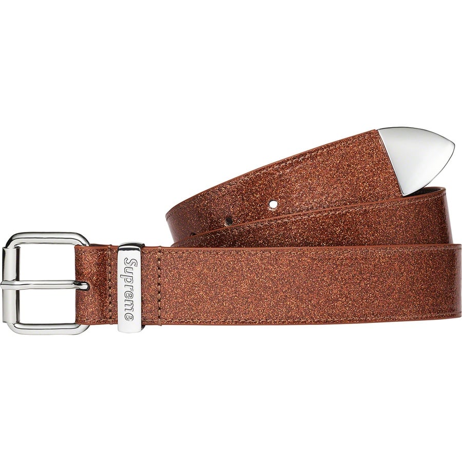 Details on Glitter Vinyl Ranger Belt Brown from fall winter
                                                    2022 (Price is $128)