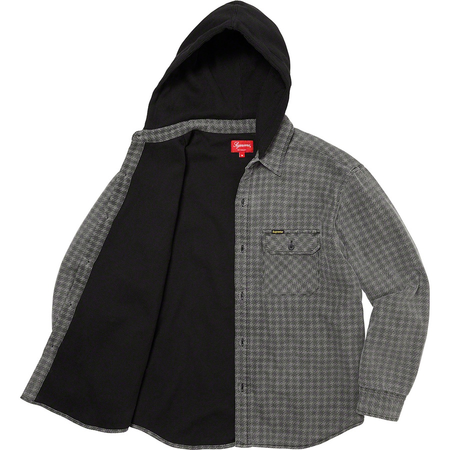 Details on Houndstooth Flannel Hooded Shirt Black from fall winter
                                                    2022 (Price is $148)