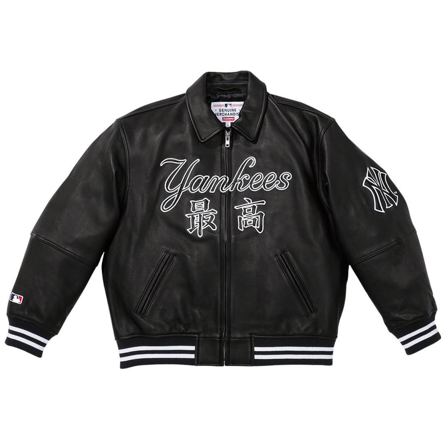 Supreme New York Yankees Kanji Leather Varsity Jacket Medium Black