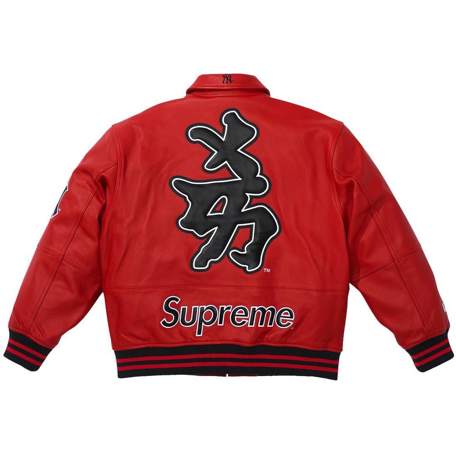 Details on Supreme New York Yankees™ Kanji Leather Varsity Jacket  from fall winter
                                                    2022 (Price is $898)