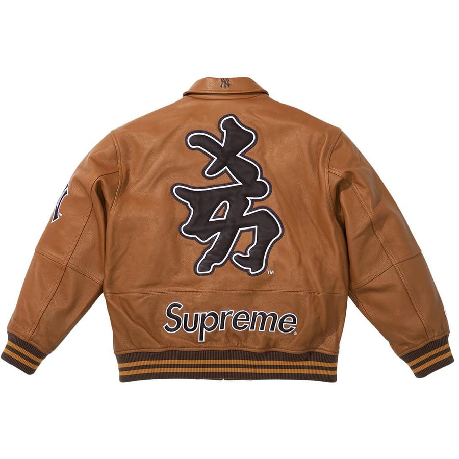 Details on Supreme New York Yankees™ Kanji Leather Varsity Jacket  from fall winter
                                                    2022 (Price is $898)