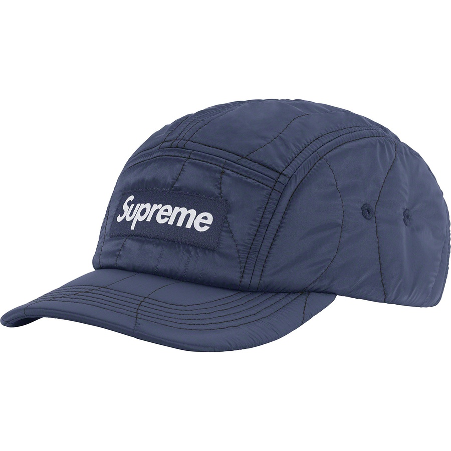 Details on Quilted Liner Camp Cap Blue from fall winter 2022 (Price is $54)