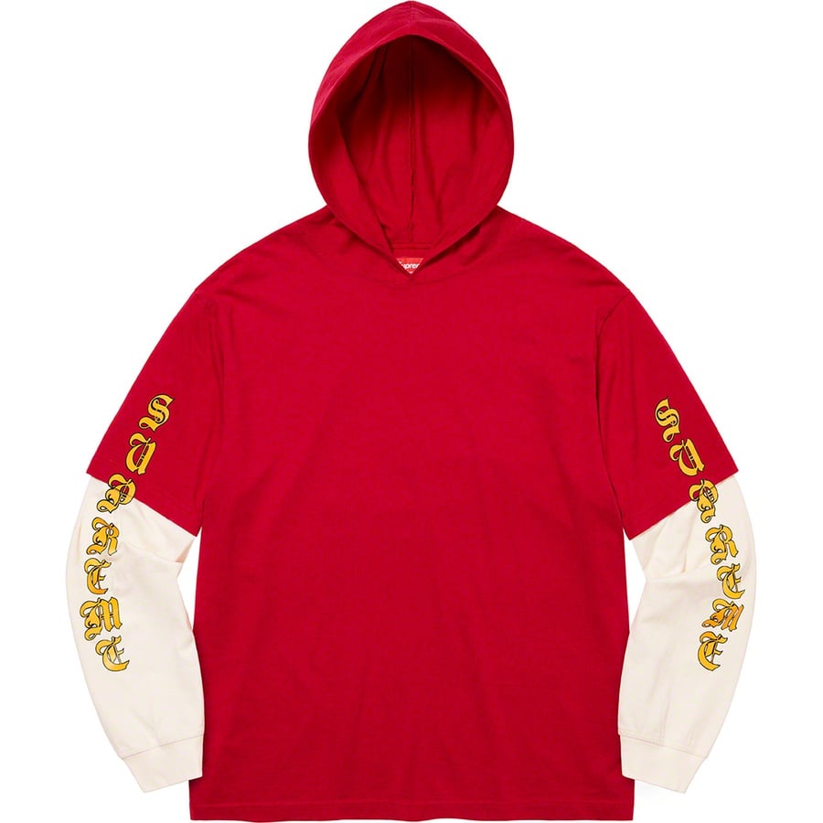 Details on Layered Hooded L S Top Red from fall winter
                                                    2022 (Price is $98)