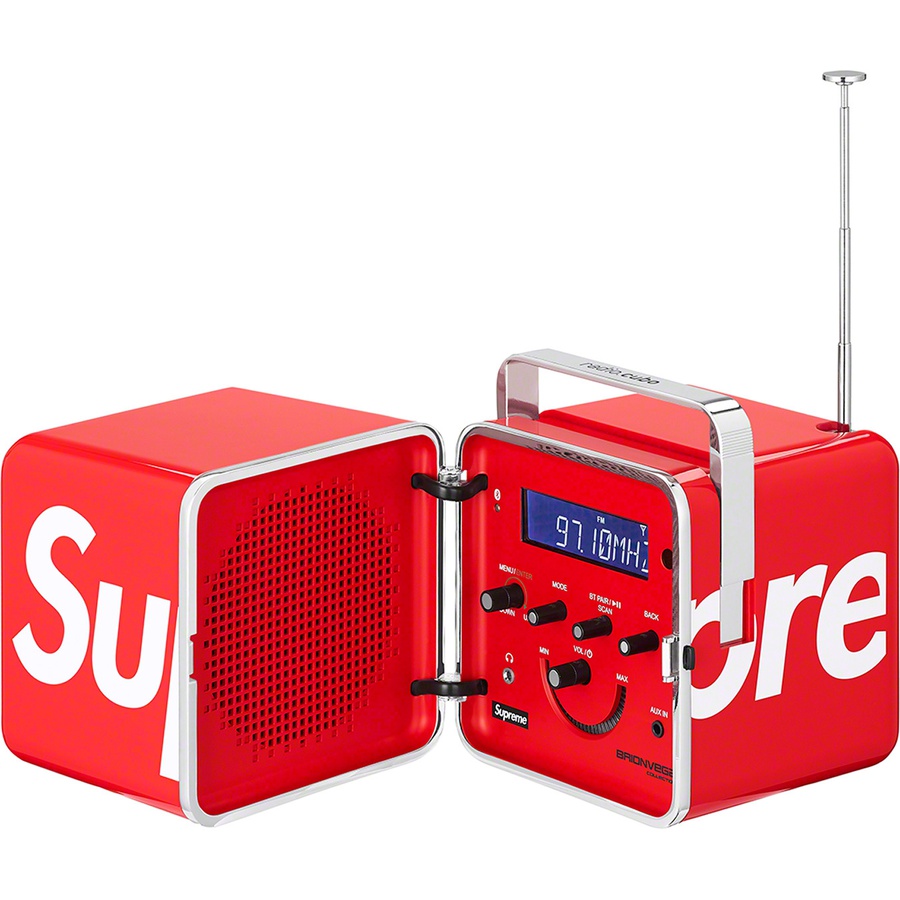 Details on Supreme Brionvega radio.cubo Red from fall winter 2022 (Price is $598)
