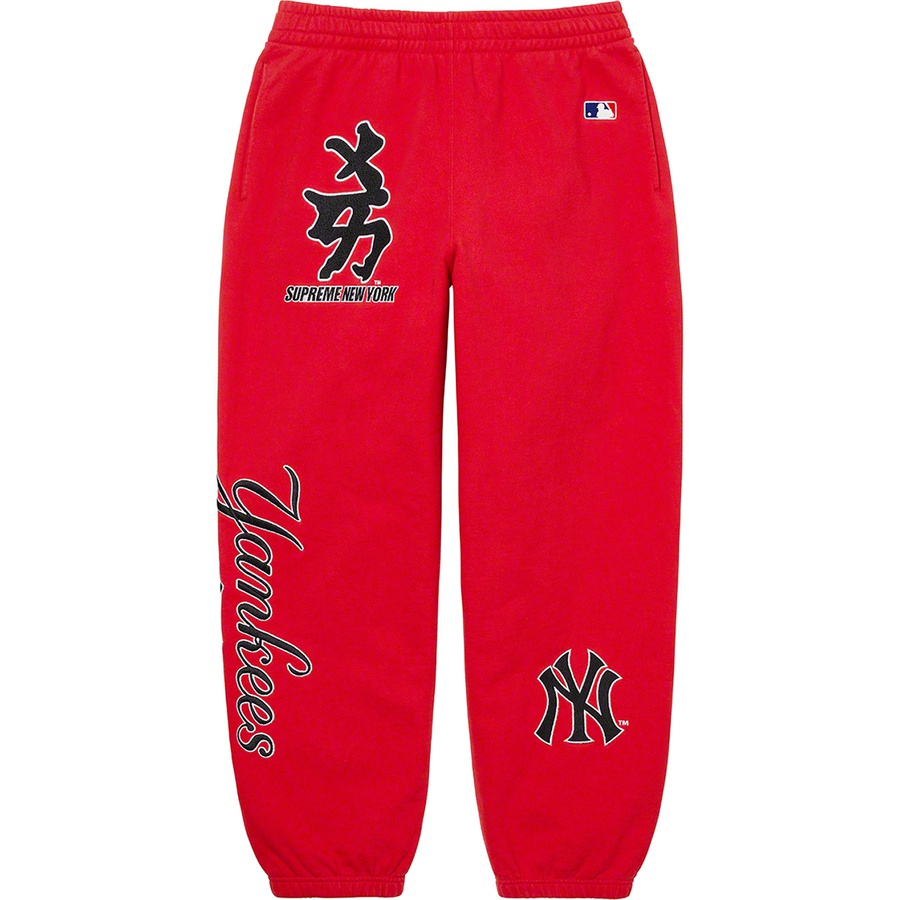 Details on Supreme New York Yankees™ Kanji Sweatpant Red from fall winter
                                                    2022 (Price is $178)