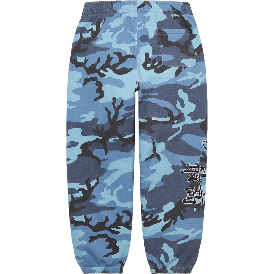 Details on Supreme New York Yankees™ Kanji Sweatpant Blue Camo from fall winter
                                                    2022 (Price is $178)