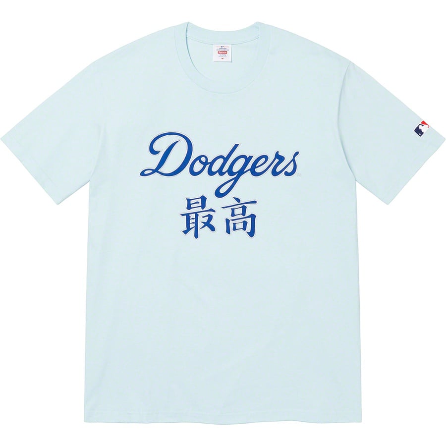 Details on Supreme MLB Kanji Teams Tee Pale Blue - Dodgers from fall winter 2022 (Price is $54)