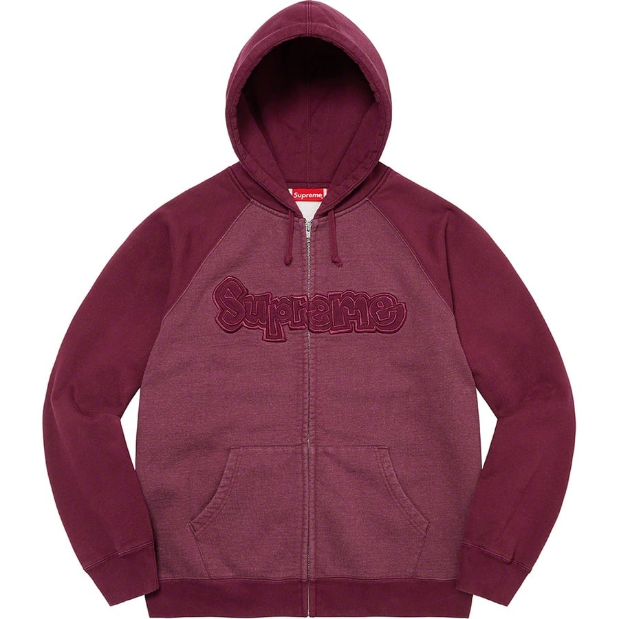 Details on Gonz Appliqué Zip Up Hooded Sweatshirt Burgundy from fall winter
                                                    2022 (Price is $168)