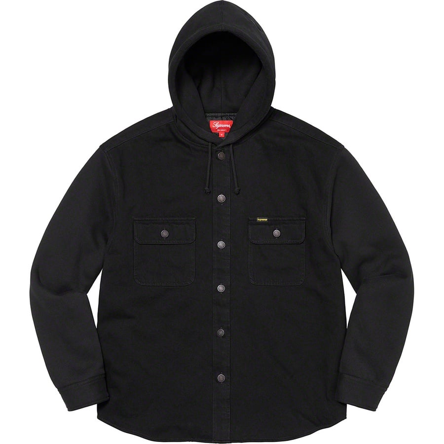 Details on Fleece Hooded Denim Shirt Black from fall winter
                                                    2022 (Price is $148)