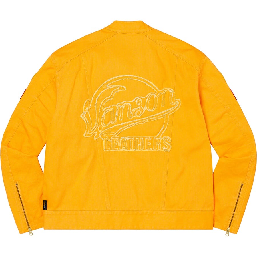 Details on Supreme Vanson Leathers Cordura Denim Jacket Yellow from fall winter
                                                    2022 (Price is $498)