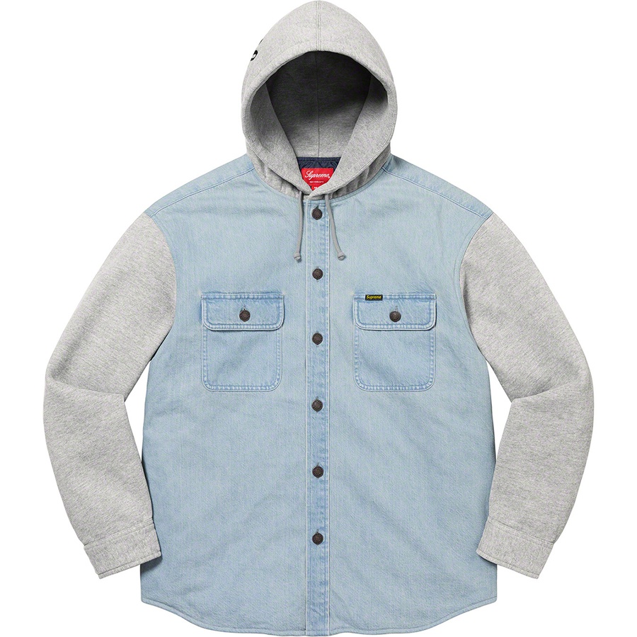 Details on Fleece Hooded Denim Shirt Blue from fall winter
                                                    2022 (Price is $148)