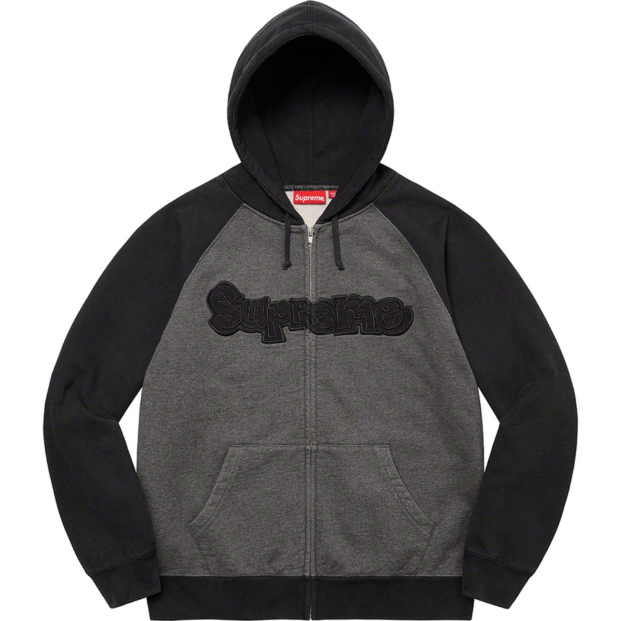 Details on Gonz Appliqué Zip Up Hooded Sweatshirt Black from fall winter 2022 (Price is $168)