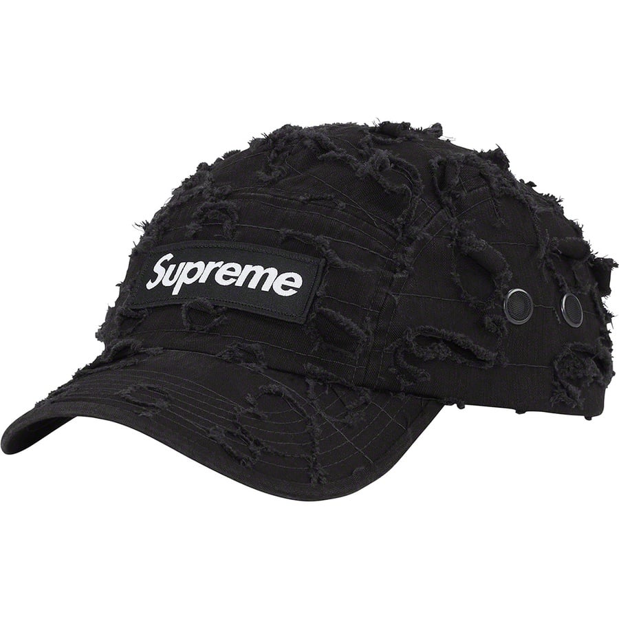 Details on Supreme Griffin Camp Cap Black from fall winter 2022 (Price is $58)