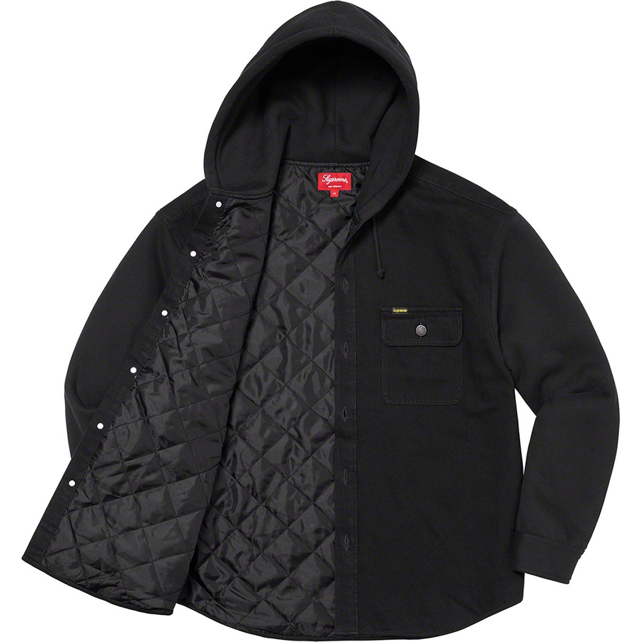 Details on Fleece Hooded Denim Shirt Black from fall winter
                                                    2022 (Price is $148)