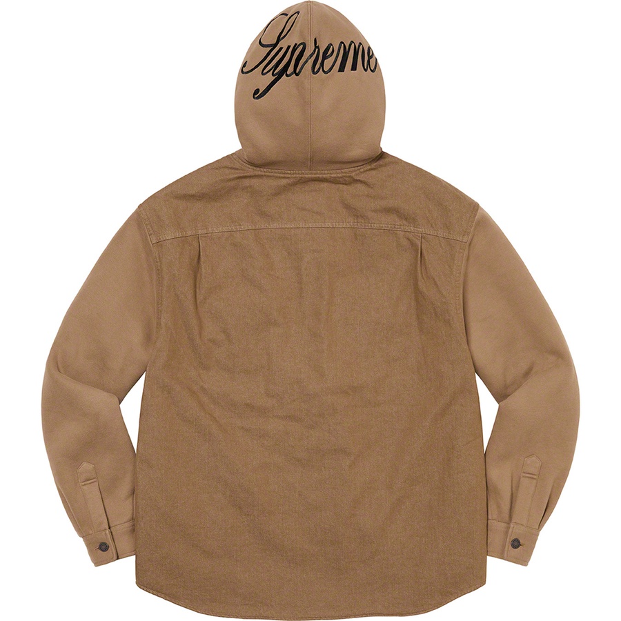 Details on Fleece Hooded Denim Shirt Brown from fall winter
                                                    2022 (Price is $148)