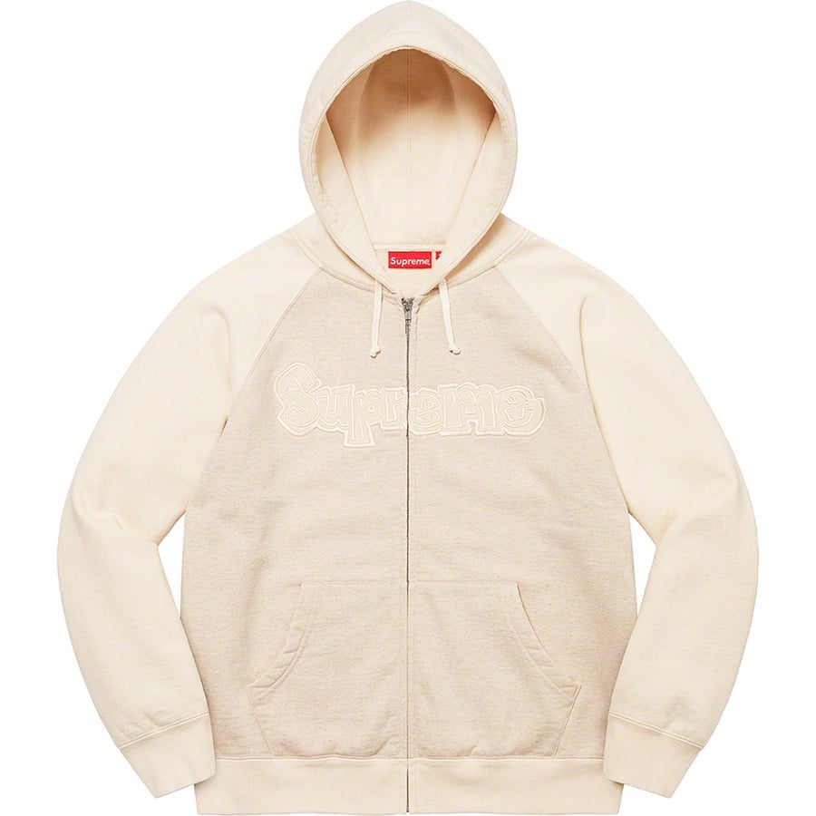 Details on Gonz Appliqué Zip Up Hooded Sweatshirt Natural from fall winter
                                                    2022 (Price is $168)