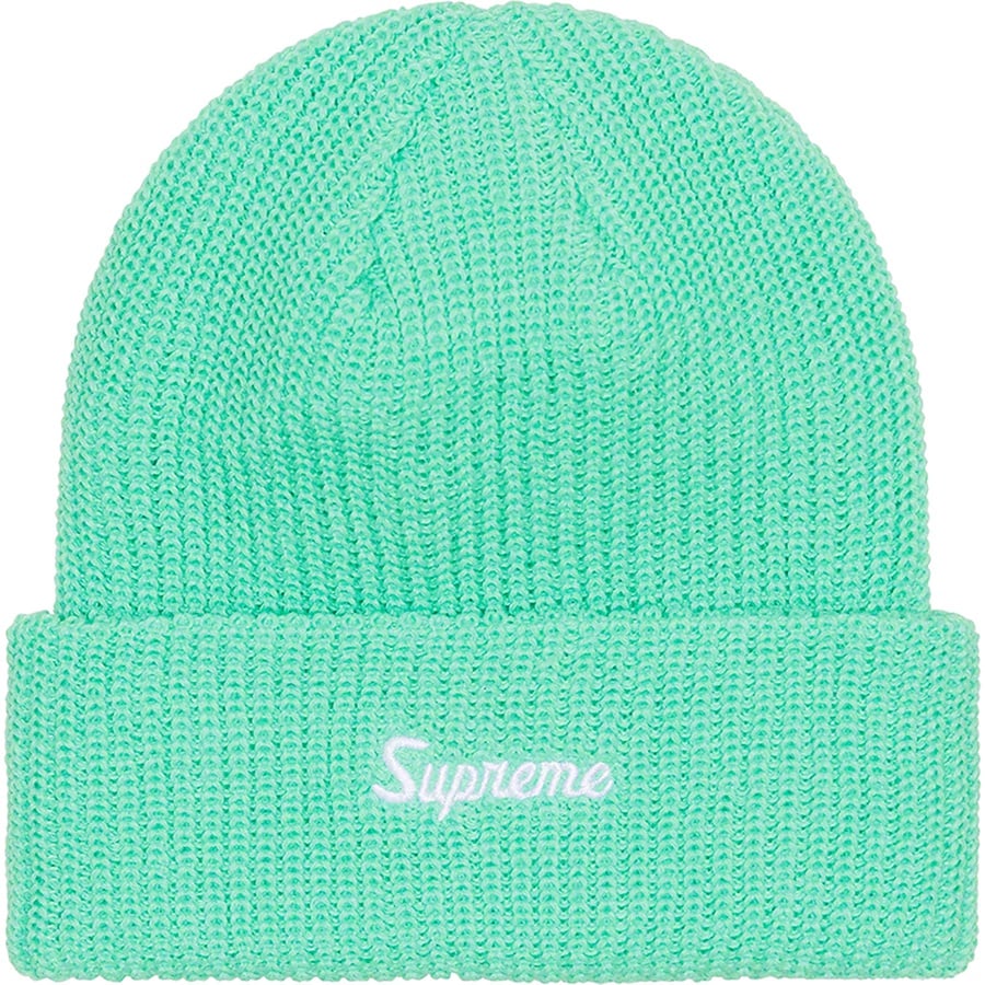 Details on Loose Gauge Beanie Mint from fall winter 2022 (Price is $38)