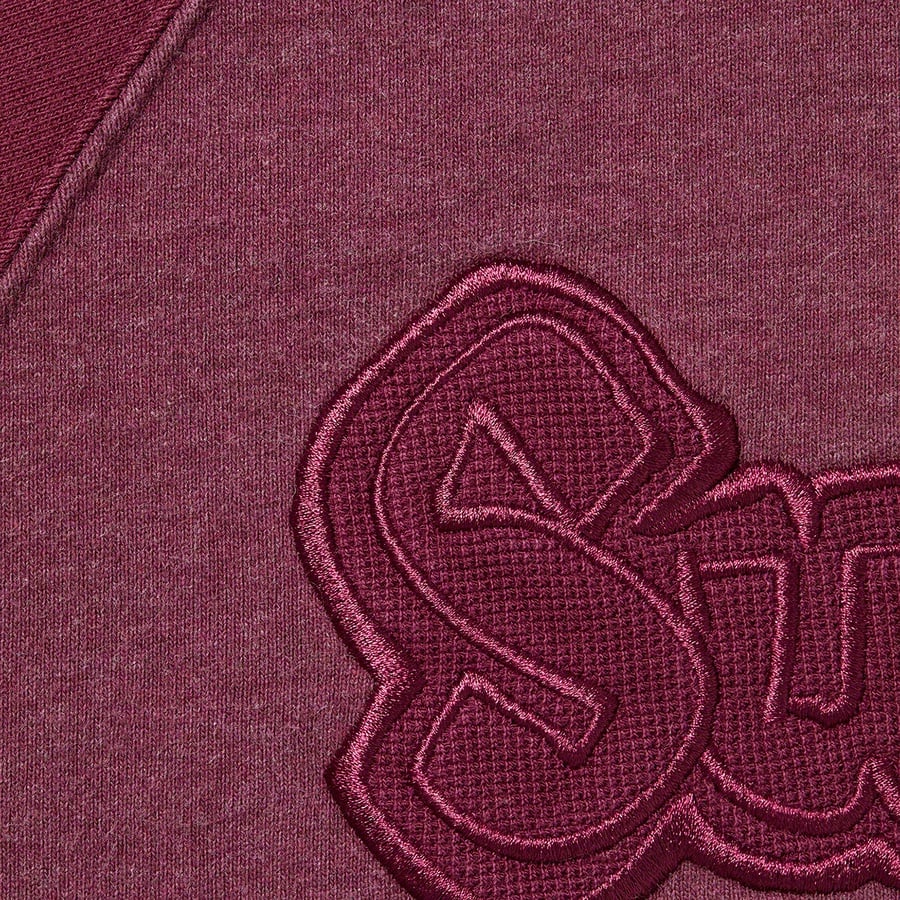 Details on Gonz Appliqué Zip Up Hooded Sweatshirt Burgundy from fall winter 2022 (Price is $168)
