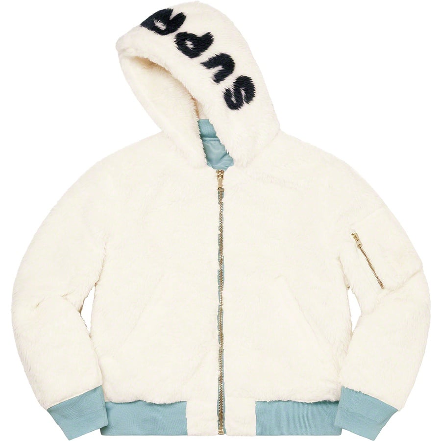 Details on Faux Fur Reversible MA-1 Light Blue from fall winter 2022 (Price is $398)