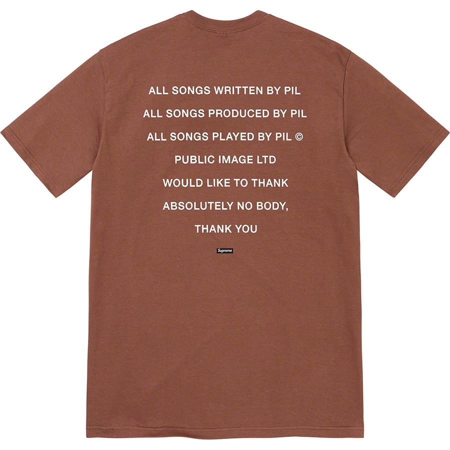 Supreme PiL Tee (FW22) - Brown - $48