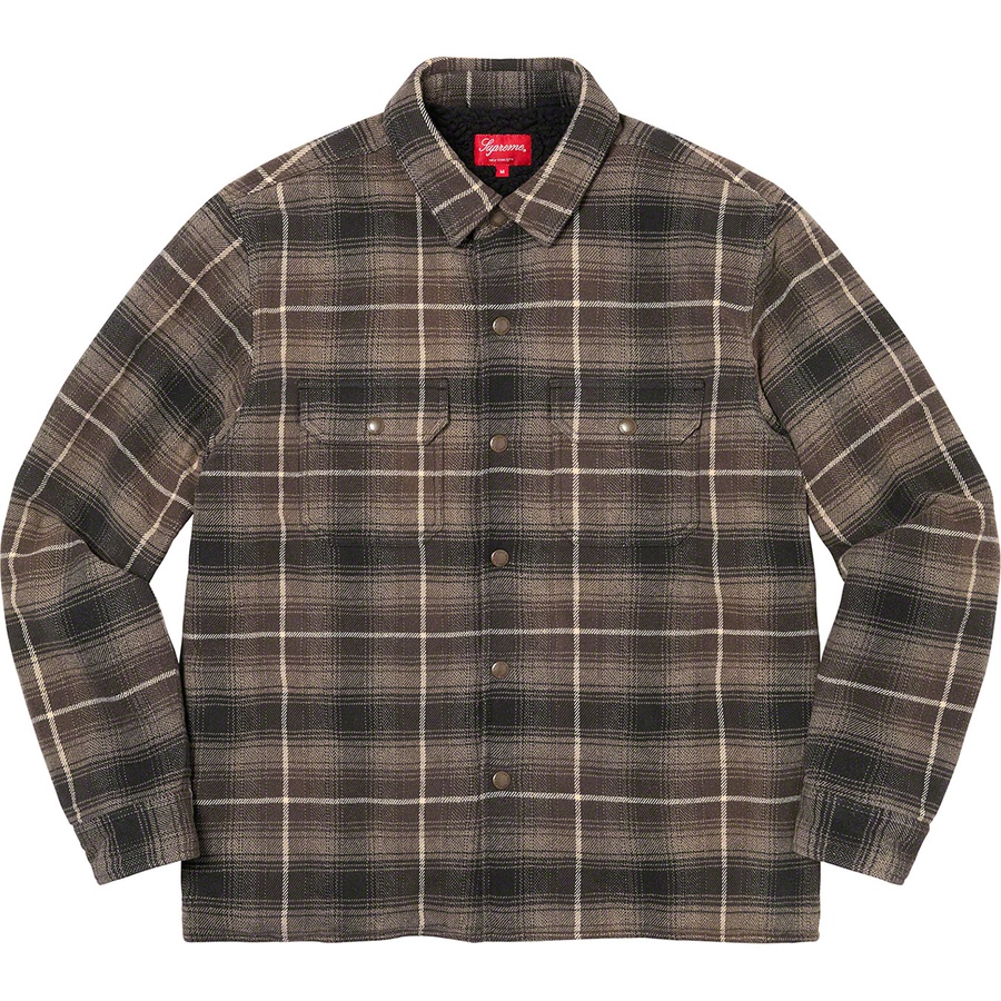 Details on Shearling Lined Flannel Shirt Black from fall winter 2022 (Price is $148)