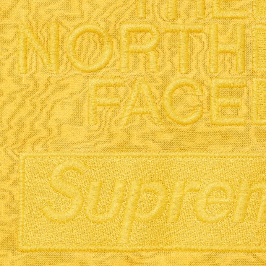 Details on Supreme The North Face Pigment Printed Hooded Sweatshirt Yellow from fall winter
                                                    2022 (Price is $138)