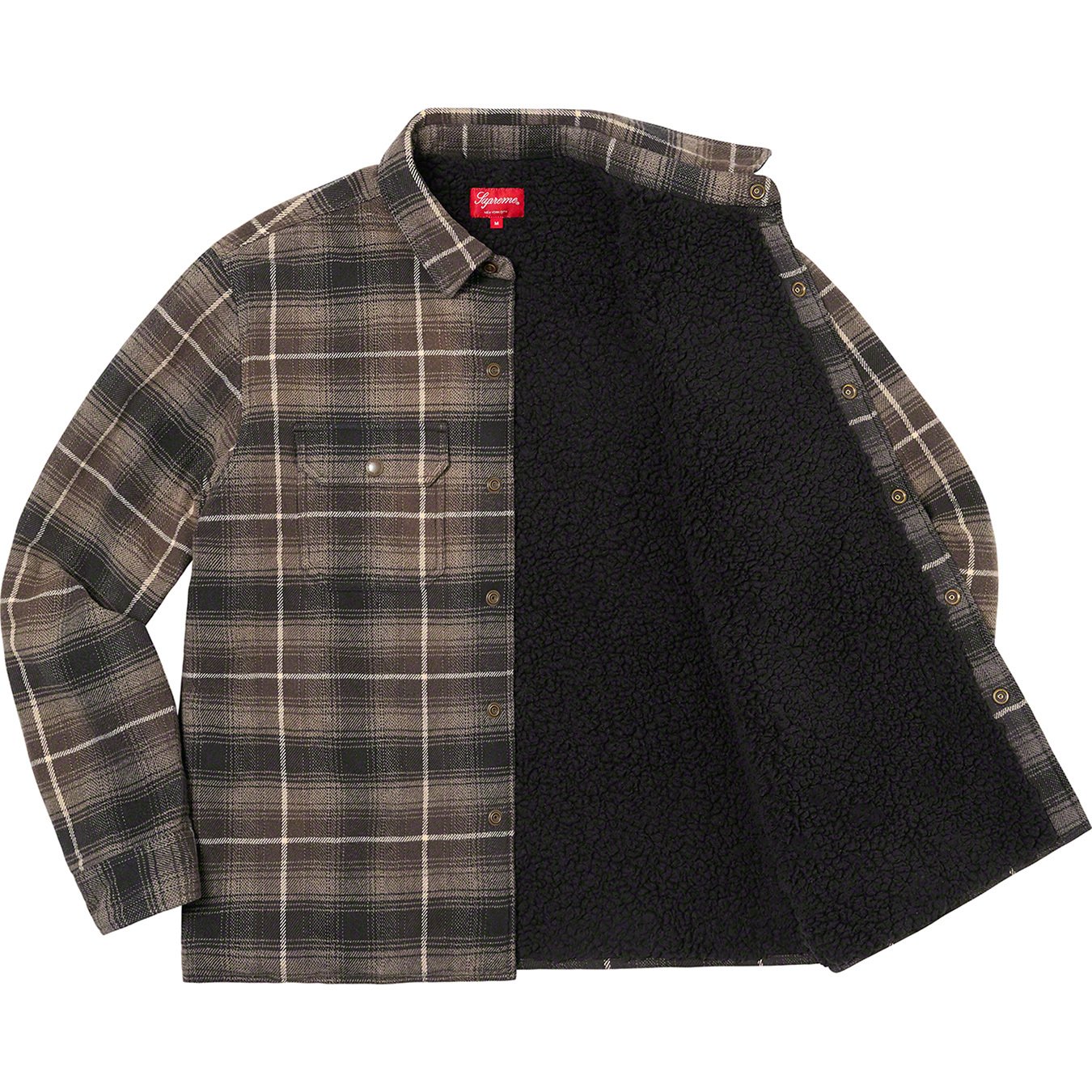 supreme shearling lined flannel shirt