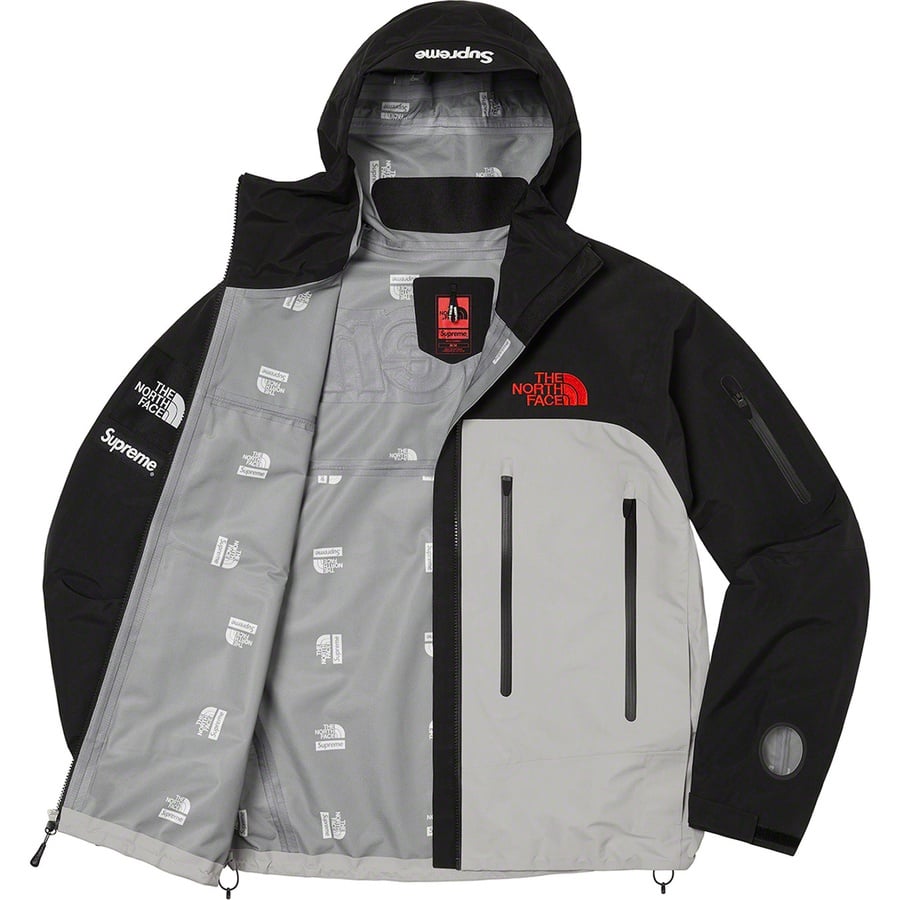 Details on Supreme The North Face Taped Seam Shell Jacket Grey from fall winter 2022 (Price is $398)