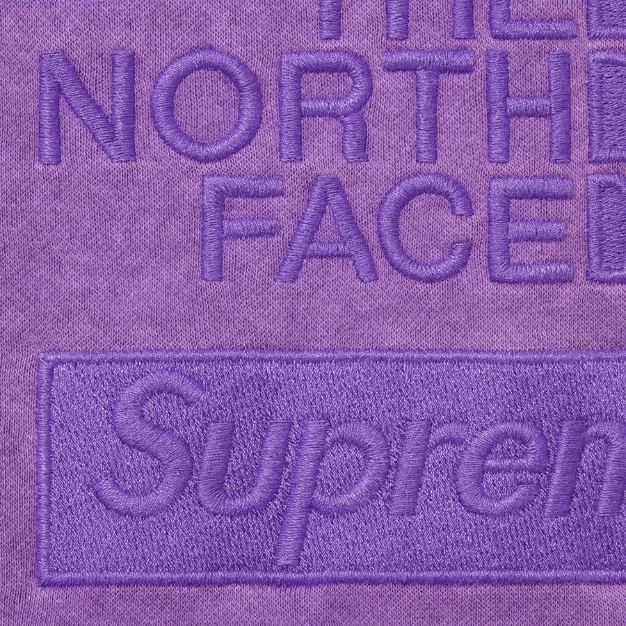 Details on Supreme The North Face Pigment Printed Hooded Sweatshirt Purple from fall winter
                                                    2022 (Price is $138)