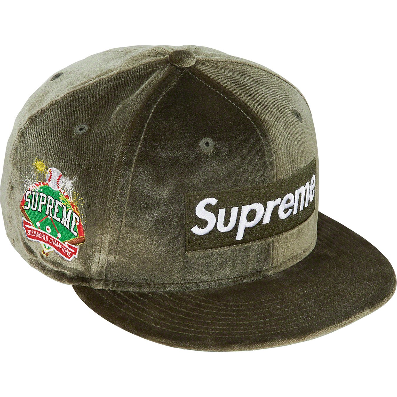 Supreme Velour Box Logo New Era Olive-