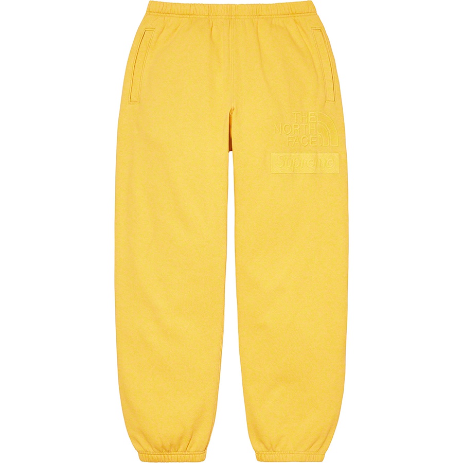 Details on Supreme The North Face Pigment Printed Sweatpant Yellow from fall winter
                                                    2022 (Price is $138)