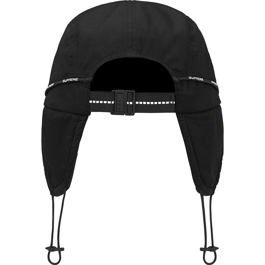 Details on Packable Earflap Camp Cap Black from fall winter 2022 (Price is $60)
