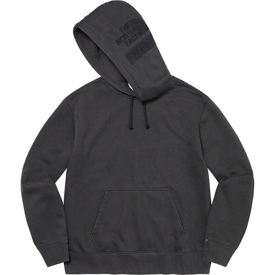 Details on Supreme The North Face Pigment Printed Hooded Sweatshirt Black from fall winter
                                                    2022 (Price is $138)