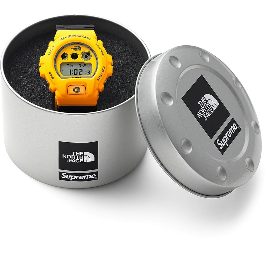 Details on Supreme The North Face G-SHOCK Watch Yellow from fall winter 2022 (Price is $188)